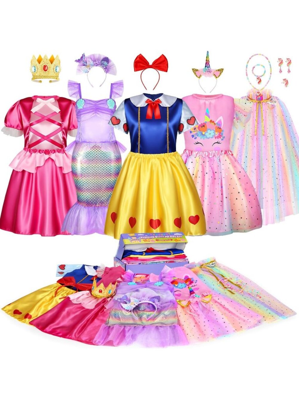 Princess Dress Up Costume Set for Toddler Girls Role Play Toys Gift - Blue